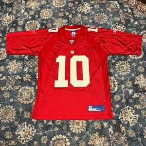 Reebok NFL OnField Jersey Mens L Eli Manning 10 Giants Red Mesh Pullover Vintage